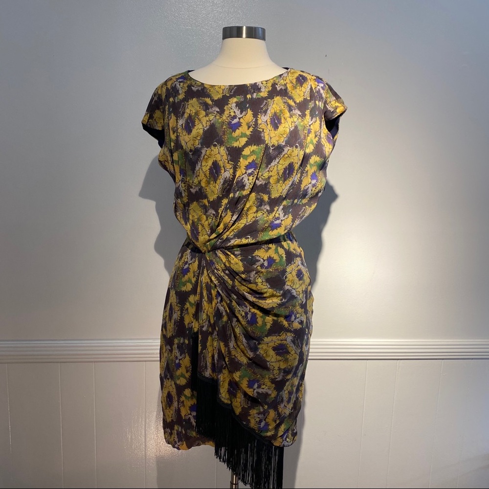 Thakoon draped silk dress with fringe